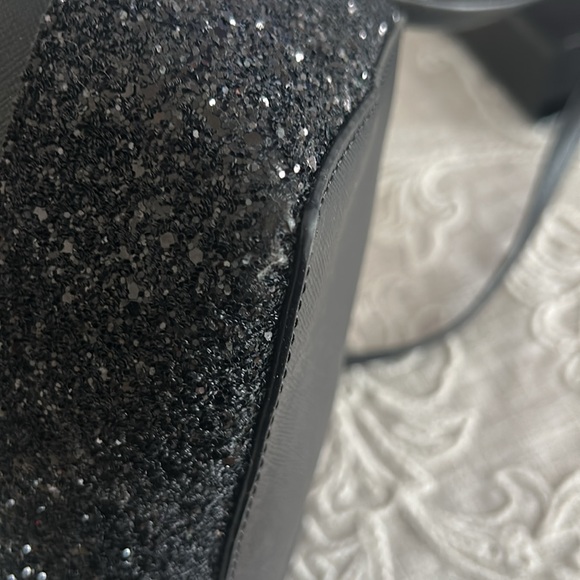 Kate Spade NY Black Greta Court Glitter & Staffiano Satchel Bag - Picture 11 of 16